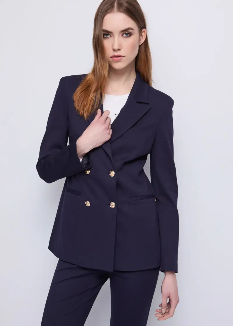 Jeans Blazer da donna con bottoni dorati Blu
