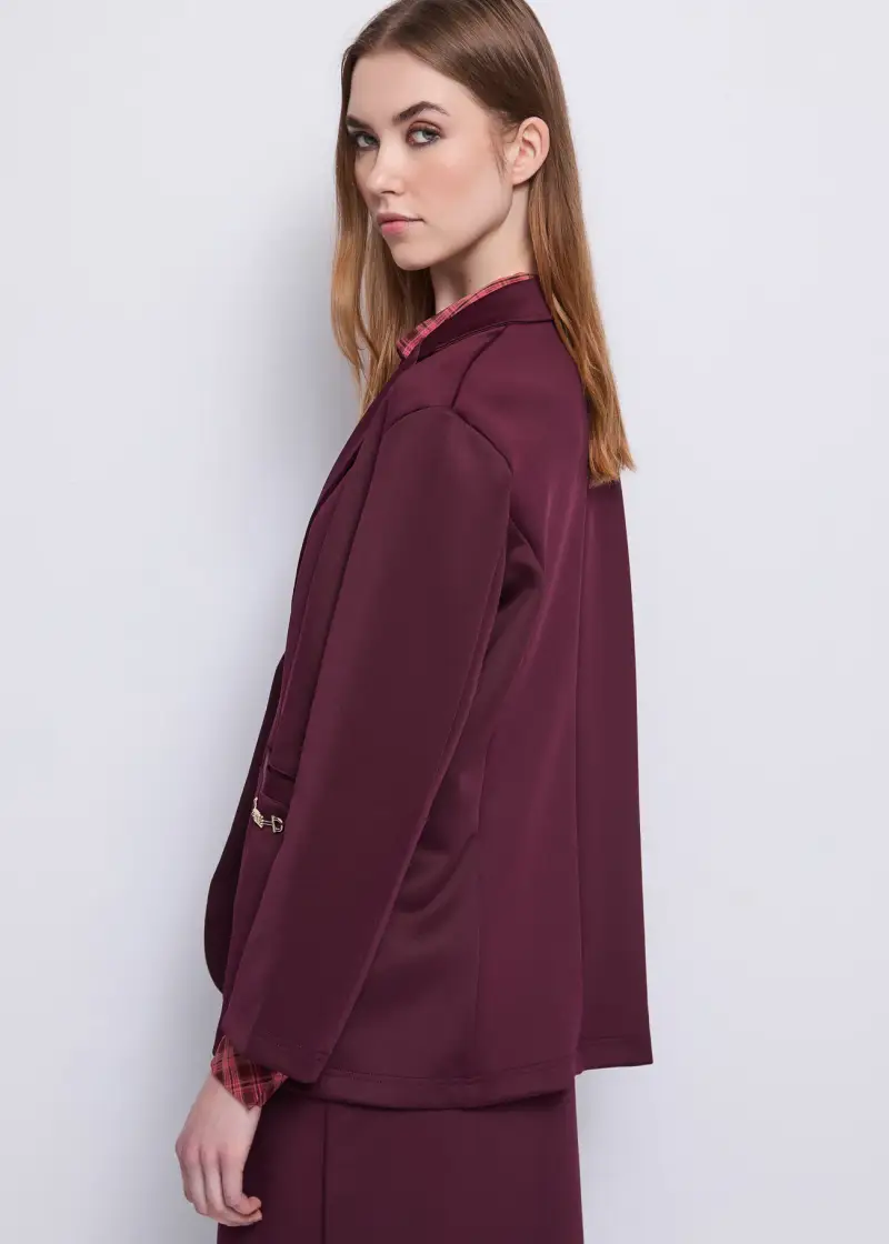 Jeans Blazer da donna con dettagli gioiello Rosso miniatura 2