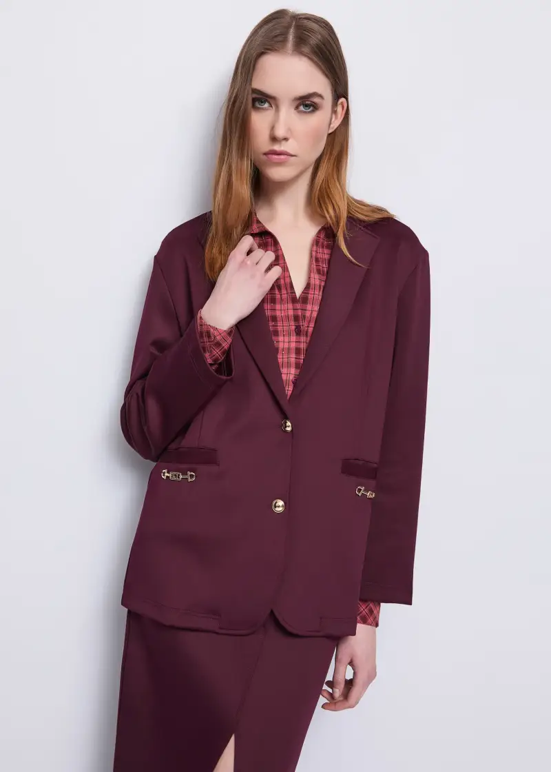 Jeans Blazer da donna con dettagli gioiello Rosso