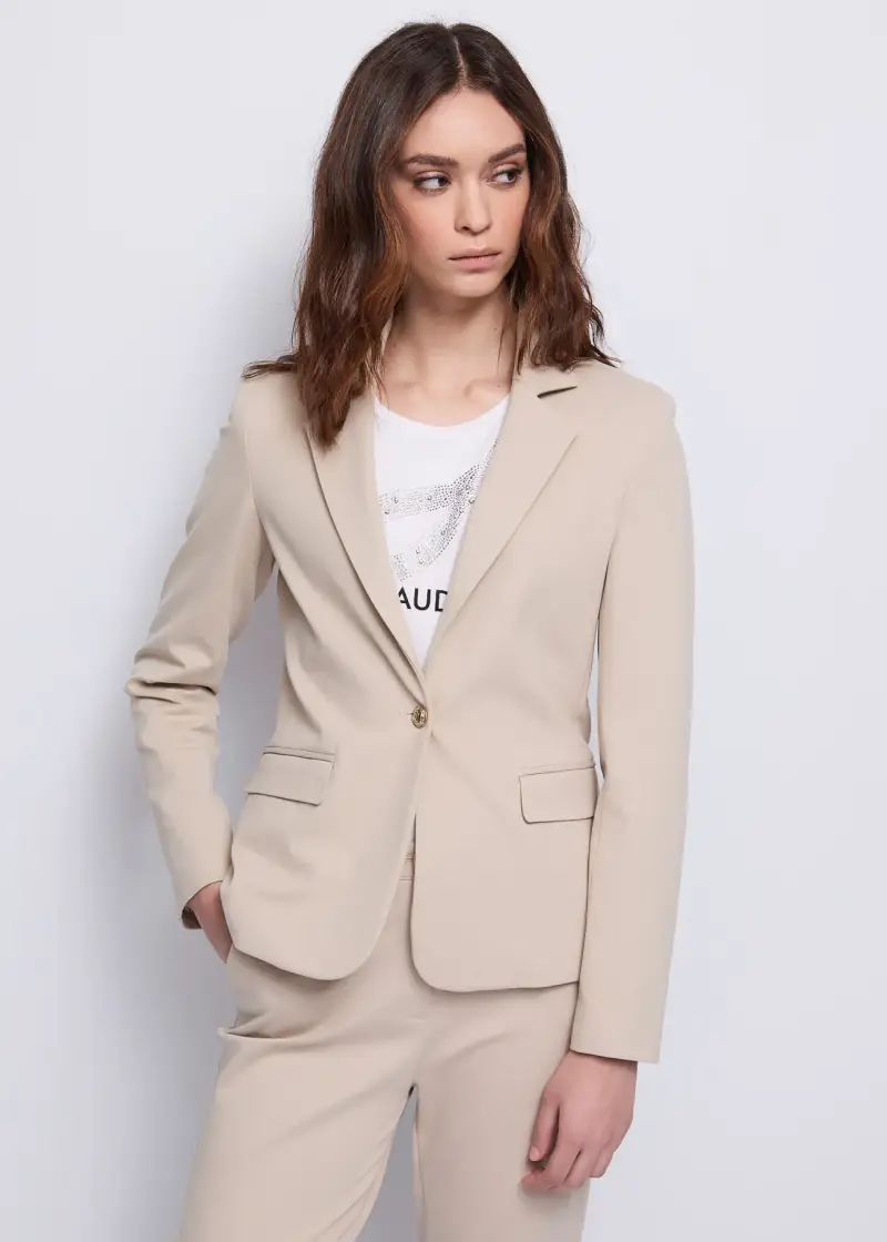 Jeans Blazer da donna con revers classico Naturale