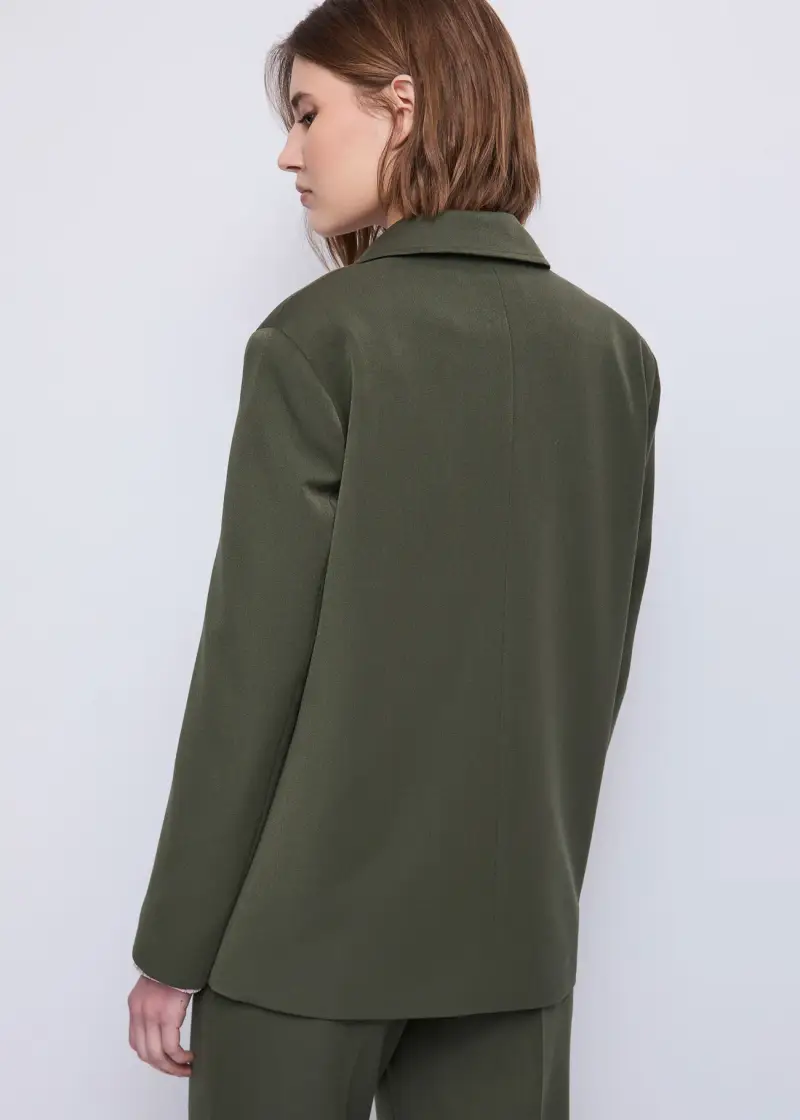 Jeans Blazer da donna con tasche a filetto Verde miniatura 2