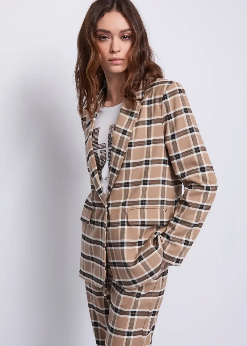 Jeans Blazer da donna con tasche e bottone dorato Multicolore