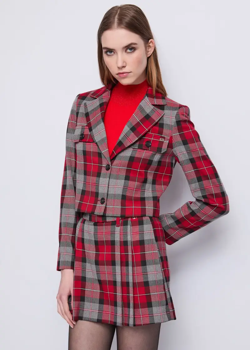 Jeans Blazer da donna cropped con taschini Multicolore miniatura 2