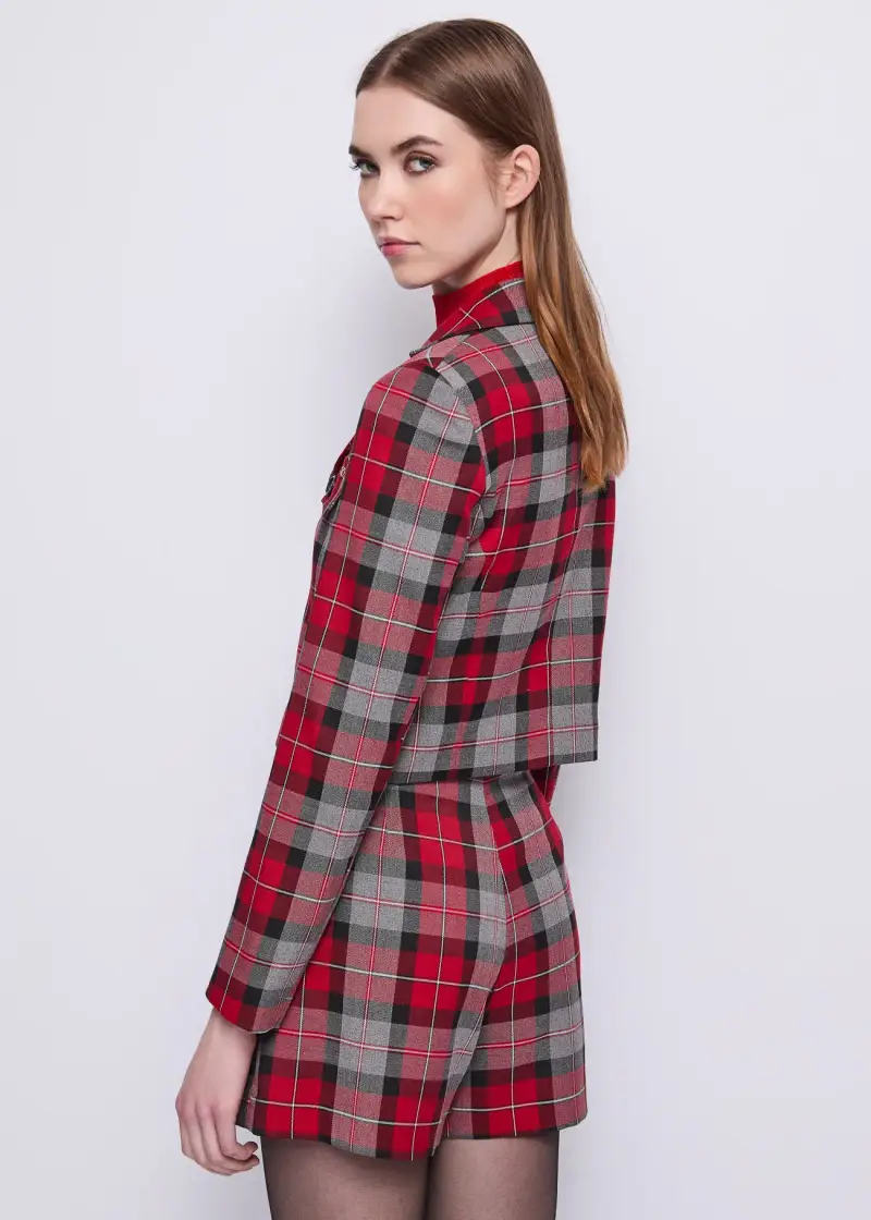 Jeans Blazer da donna cropped con taschini Multicolore miniatura 3