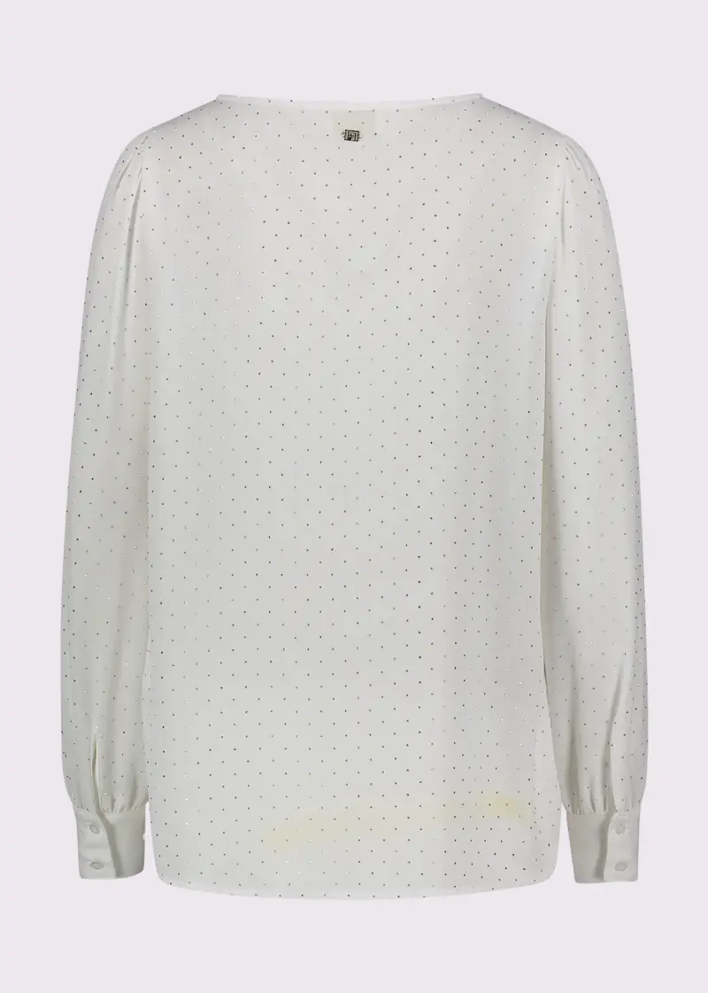 Jeans Blusa bianca da donna con strass Bianco miniatura 2
