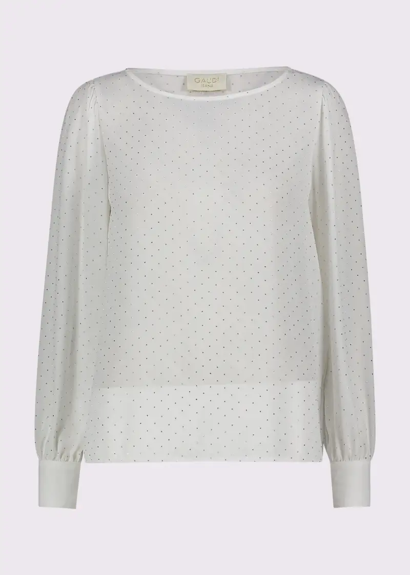 Jeans Blusa bianca da donna con strass Bianco