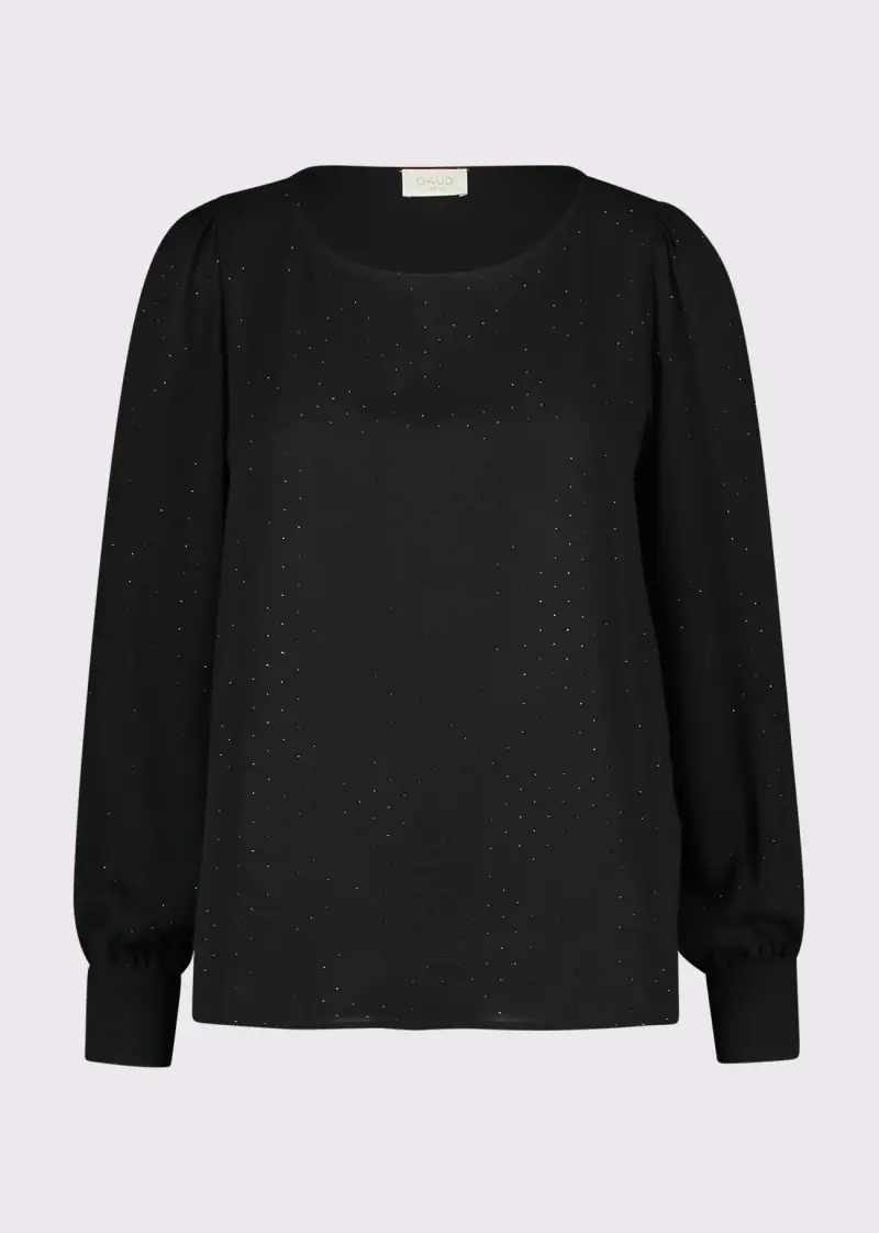 Jeans Blusa nera da donna con strass Nero