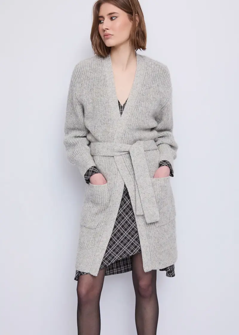 Jeans Cappotto da donna in filato lurex con cintura Multicolore