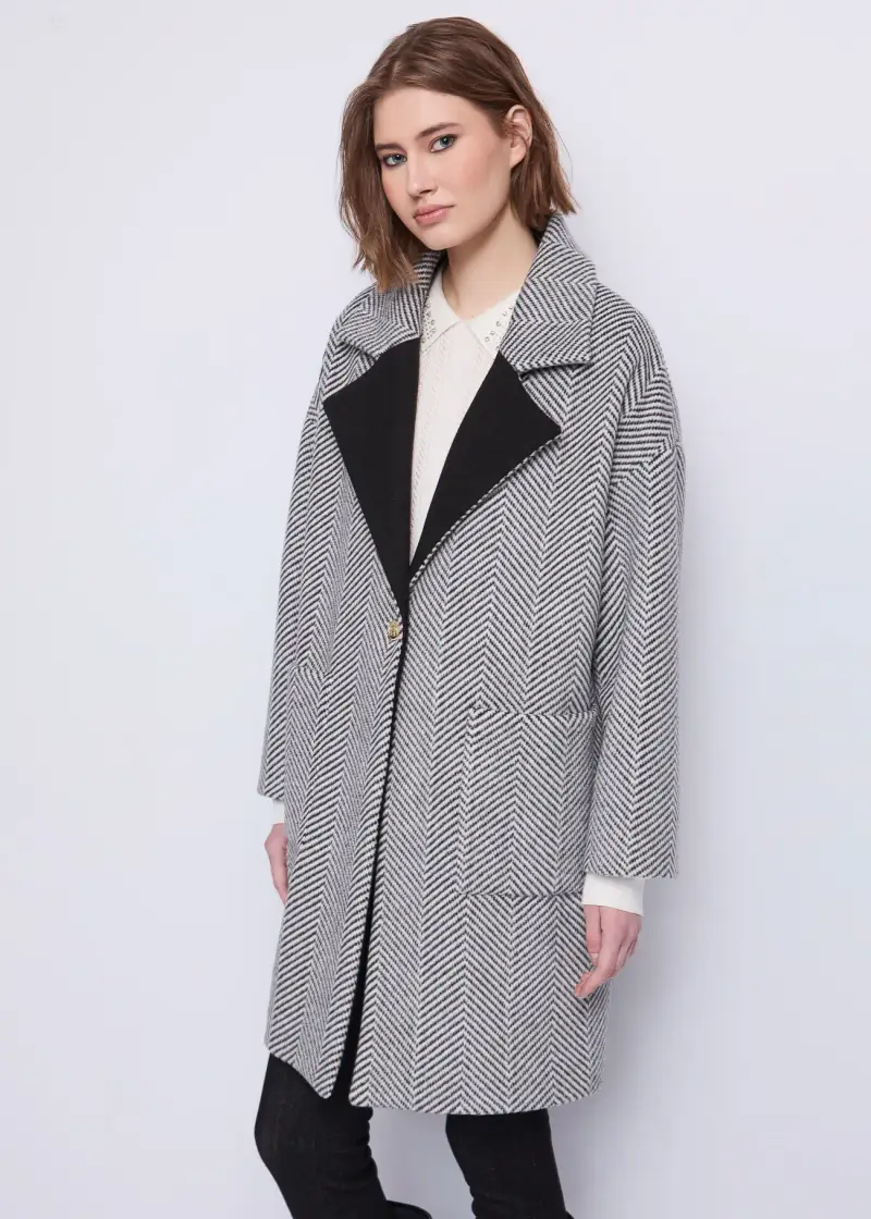 Jeans Cappotto da donna jacquard con revers Multicolore