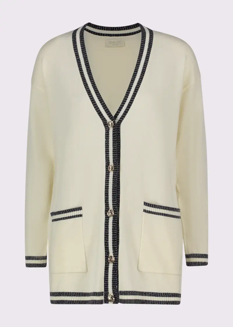 Jeans Cardigan bianco da donna in filato con cintura