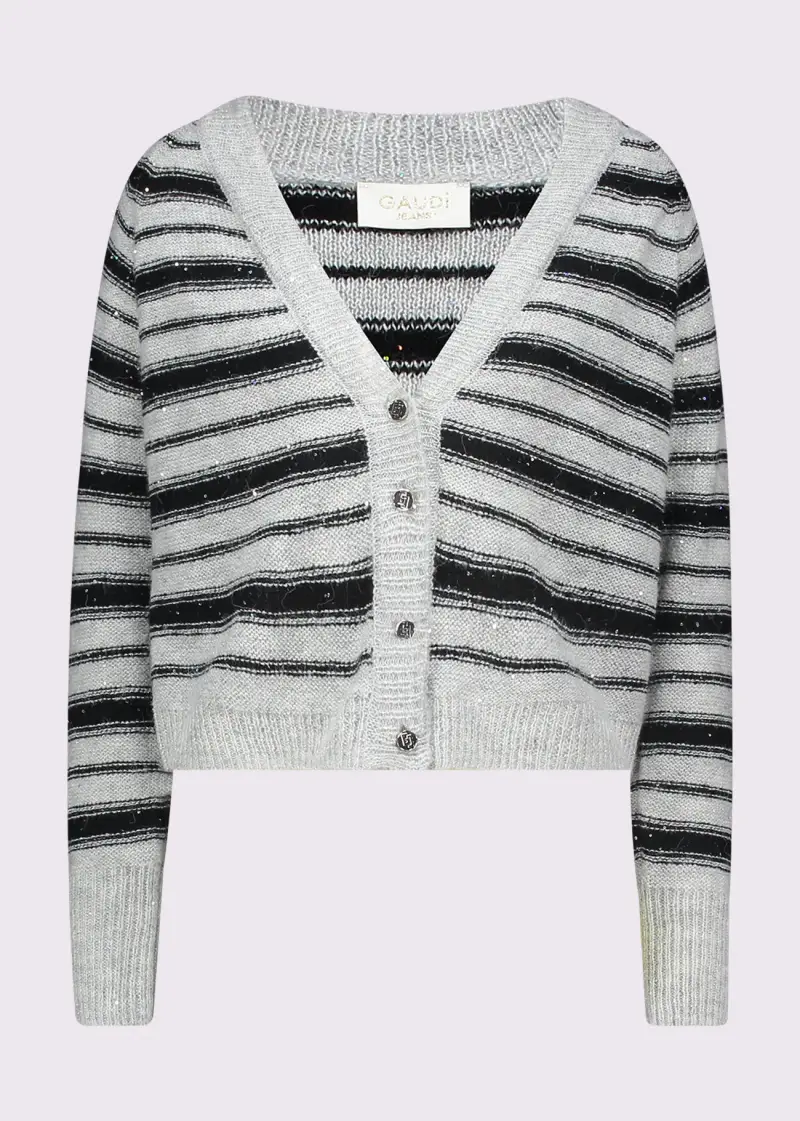 Jeans Cardigan da donna a righe con paillettes Multicolore