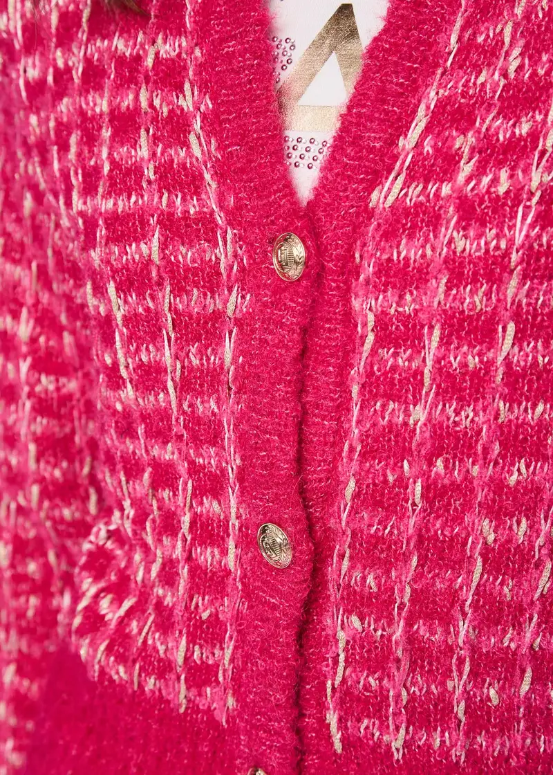 Jeans Cardigan da donna in bouclé con bottoni dorati Viola