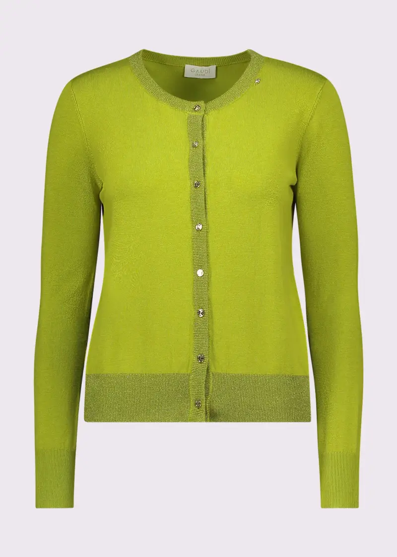 Jeans Cardigan da donna in filato lurex con bottoni Verde