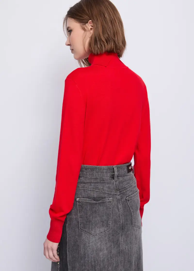 Jeans Dolcevita da donna con lurex Rosso miniatura 2