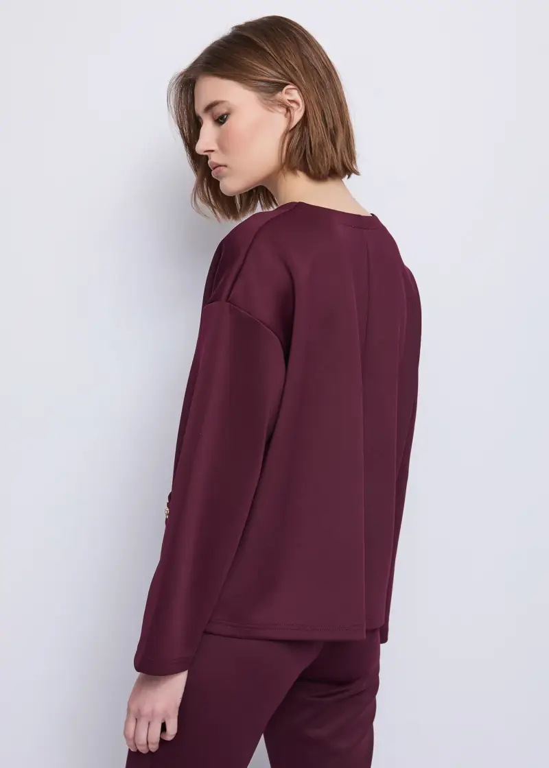 Jeans Felpa da donna con scollo a V Rosso miniatura 2