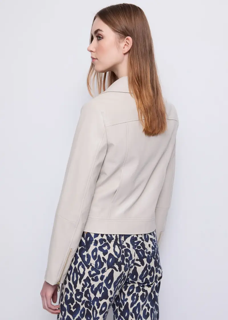 Jeans Giacca biker da donna con revers e zip Naturale miniatura 2