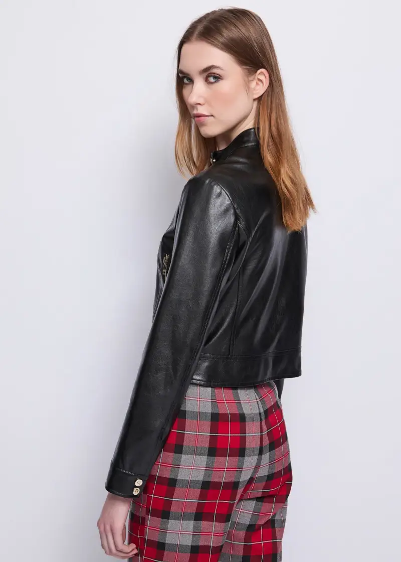 Jeans Giacca biker da donna con zip Nero miniatura 2