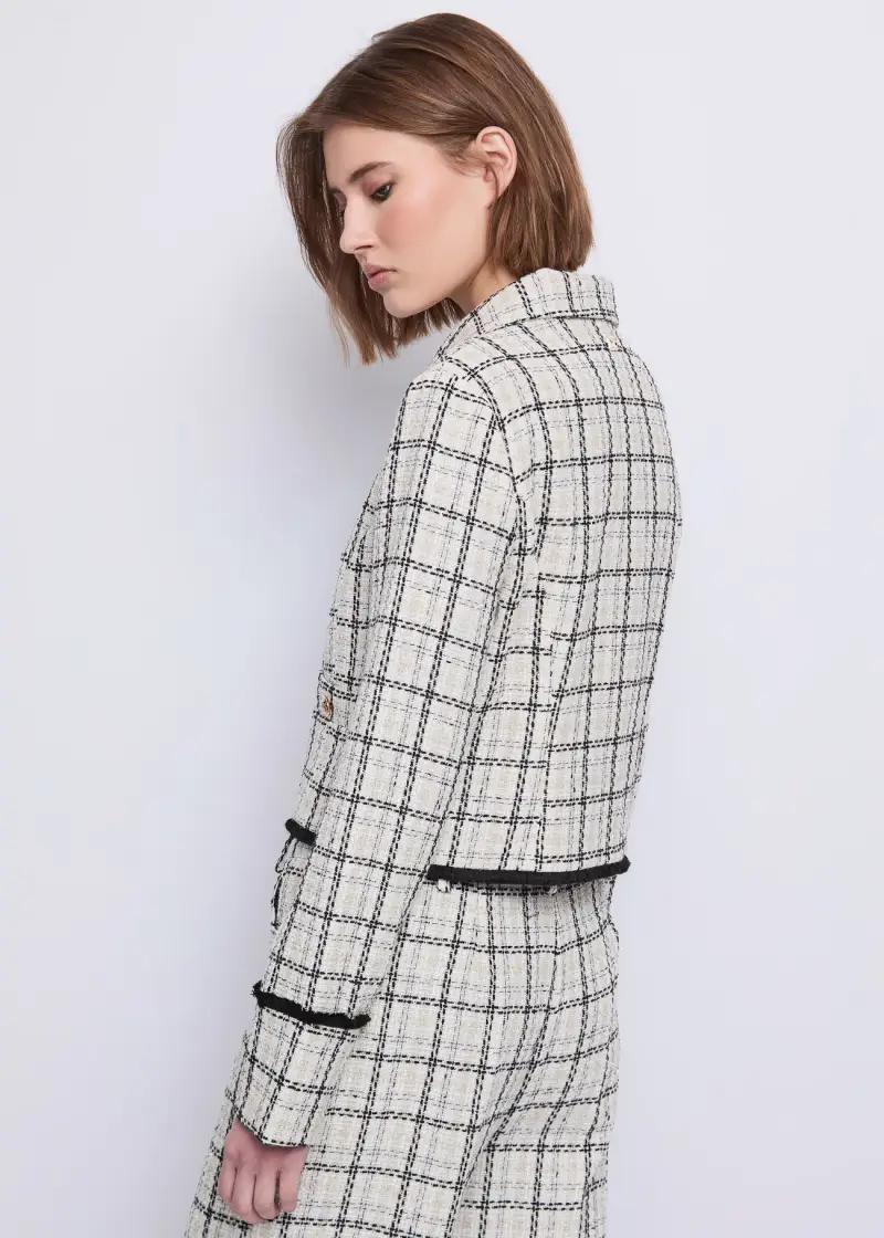 Jeans Giacca da donna con motivo check e zip Multicolore miniatura 2