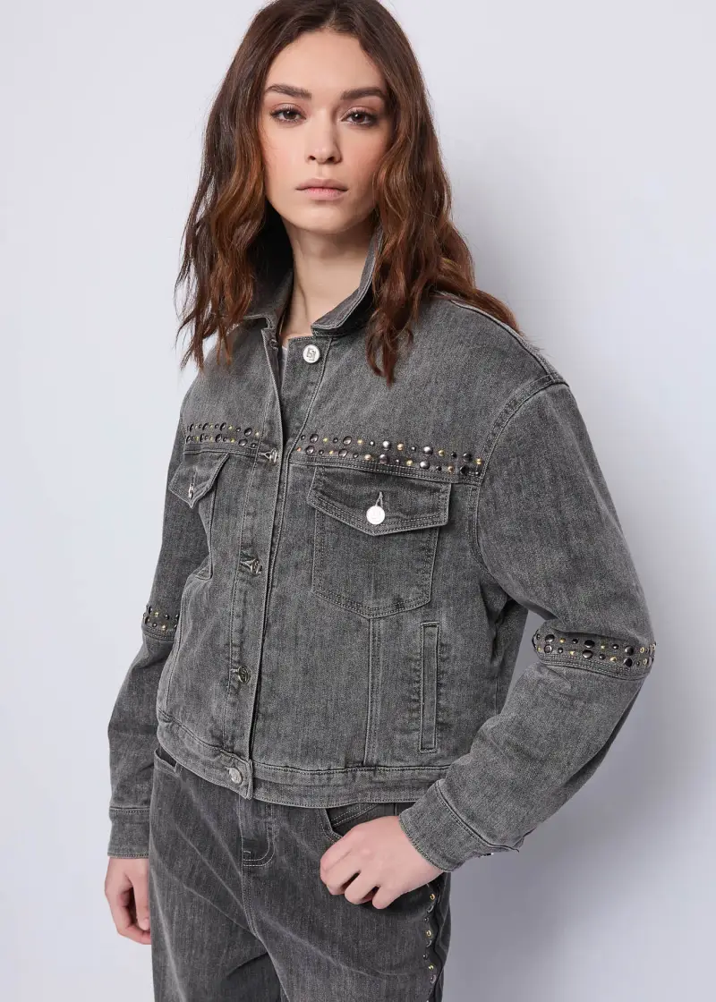 Jeans Giacca da donna in denim di cotone used Multicolore