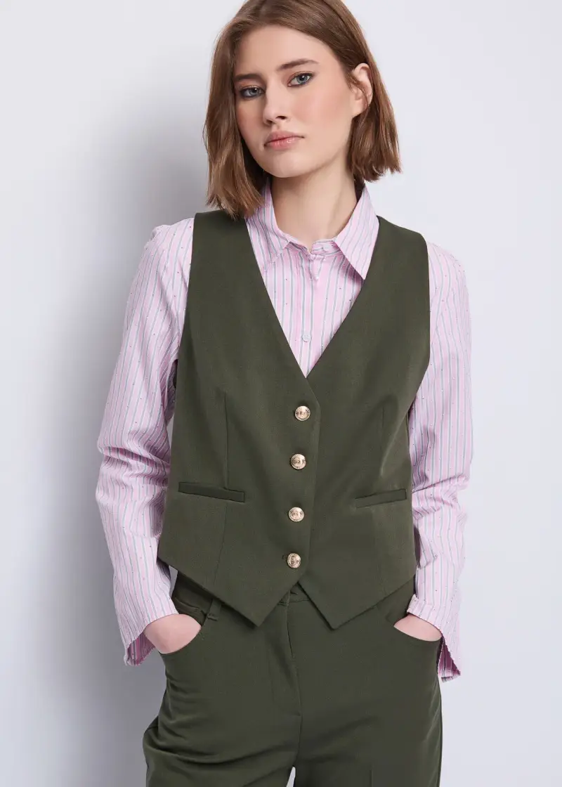 Jeans Gilet da donna con bottoni dorati Verde
