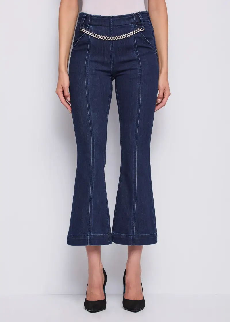 Jeans Jeans da donna cropped con catena Multicolore