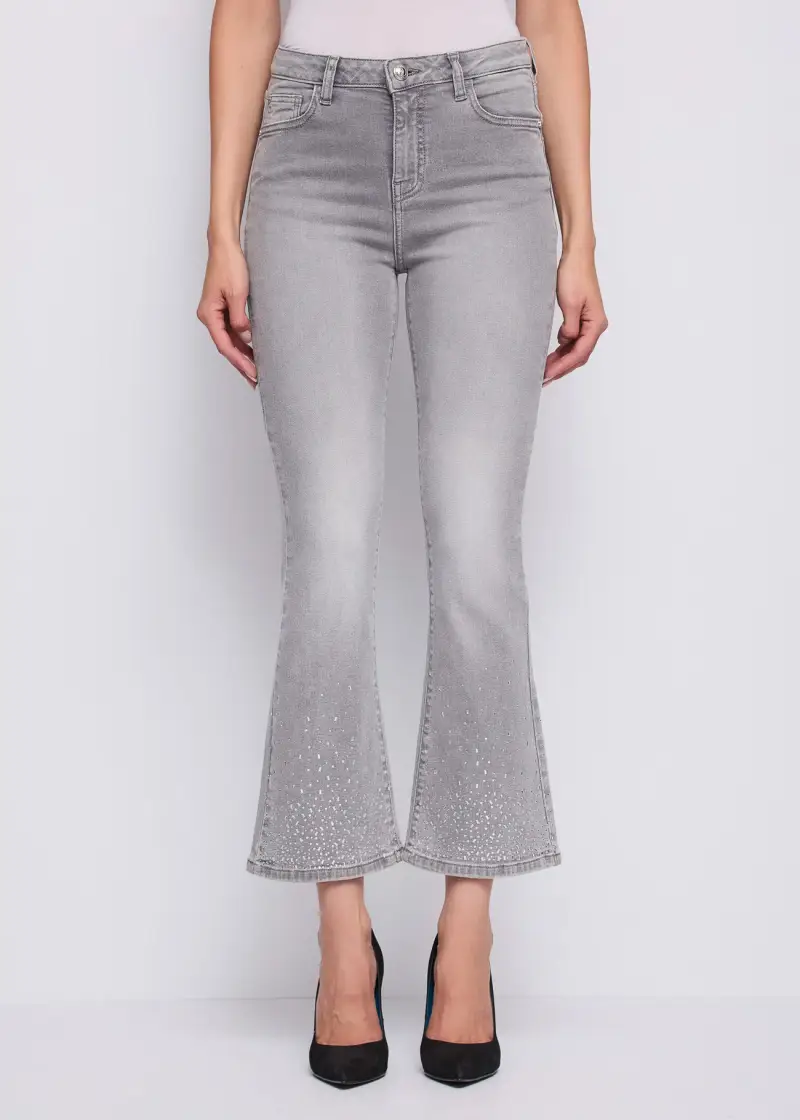 Jeans Jeans da donna cropped in cotone used Multicolore miniatura 2