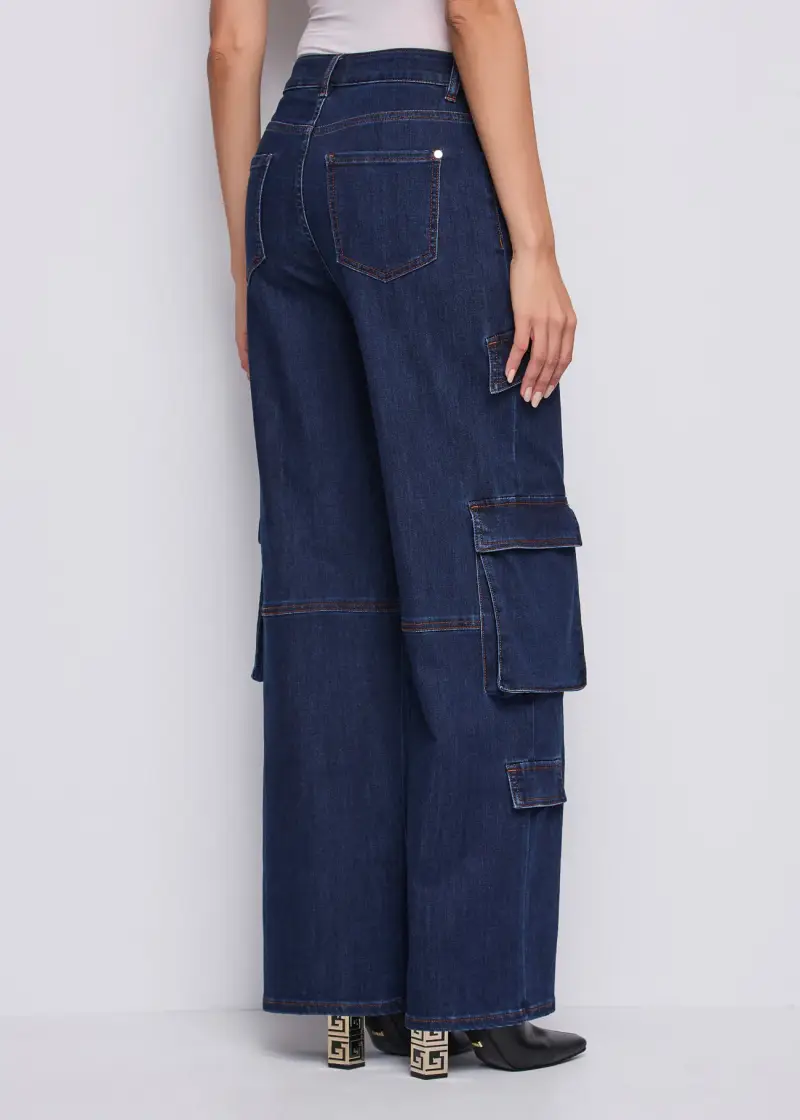 Jeans Jeans da donna wide leg con tasche cargo Multicolore miniatura 2