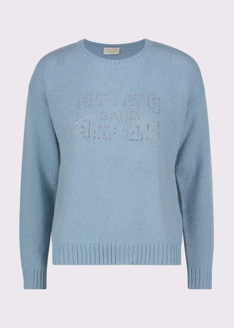 Jeans Maglia azzurra da donna con logo e strass Blu