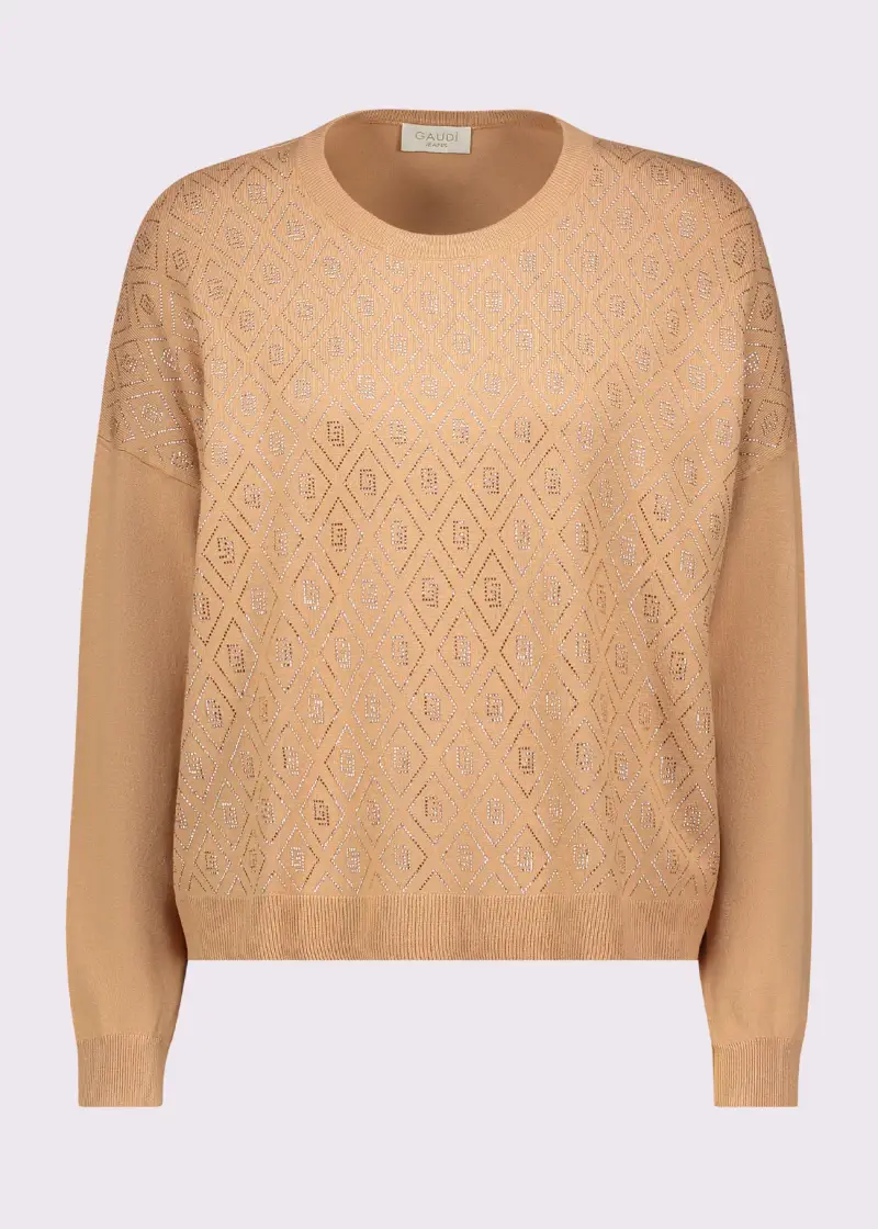 Jeans Maglia beige da donna con logo Marrone