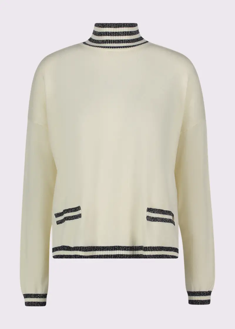 Jeans Maglia bianca da donna in filato con righe Bianco