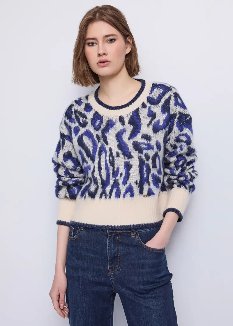 Jeans Maglia da donna con motivo jacquard Multicolore