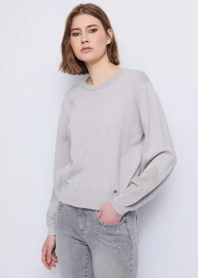 Jeans Maglia da donna in filato lurex Naturale