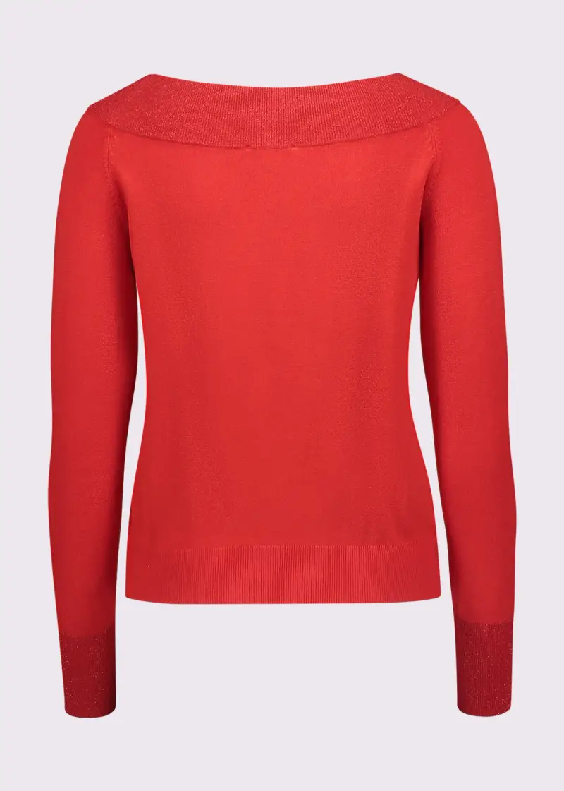 Jeans Maglia da donna off the shoulder Rosso miniatura 2