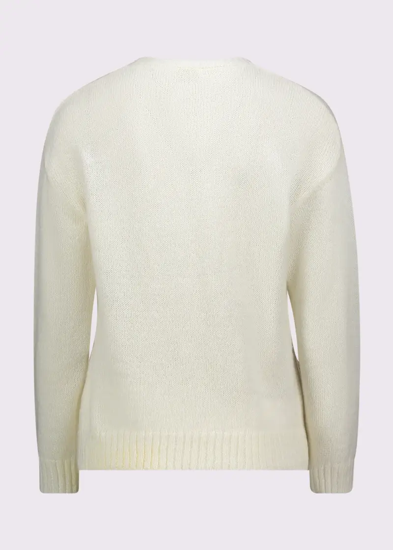 Jeans Maglia nera da donna con logo e strass Bianco miniatura 2