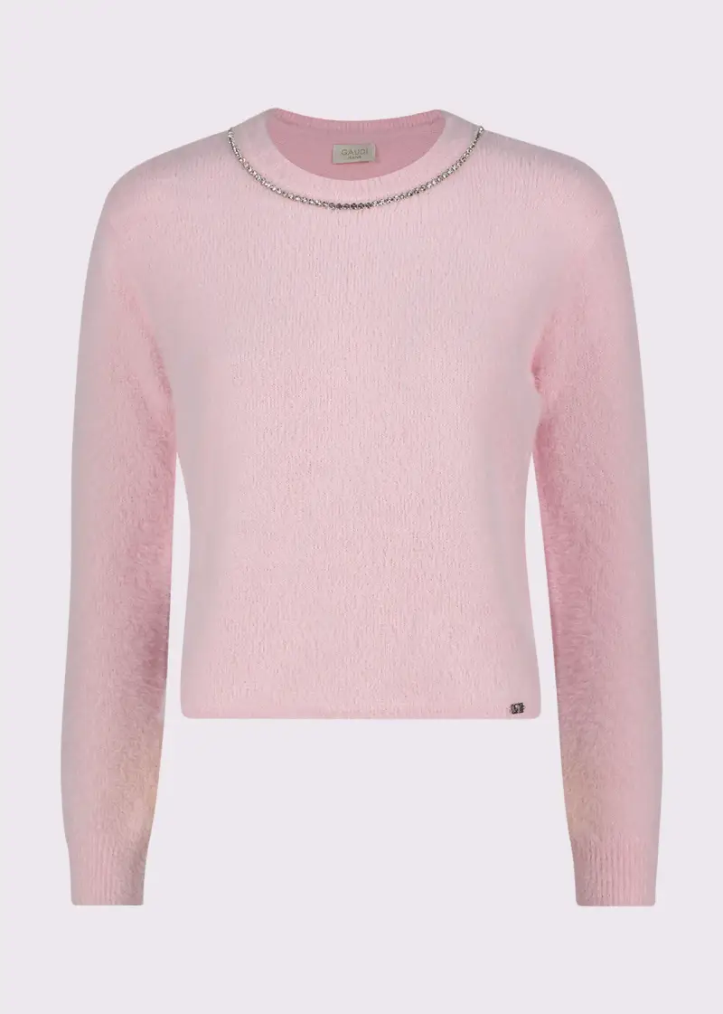 Jeans Maglia rosa da donna con strass Viola