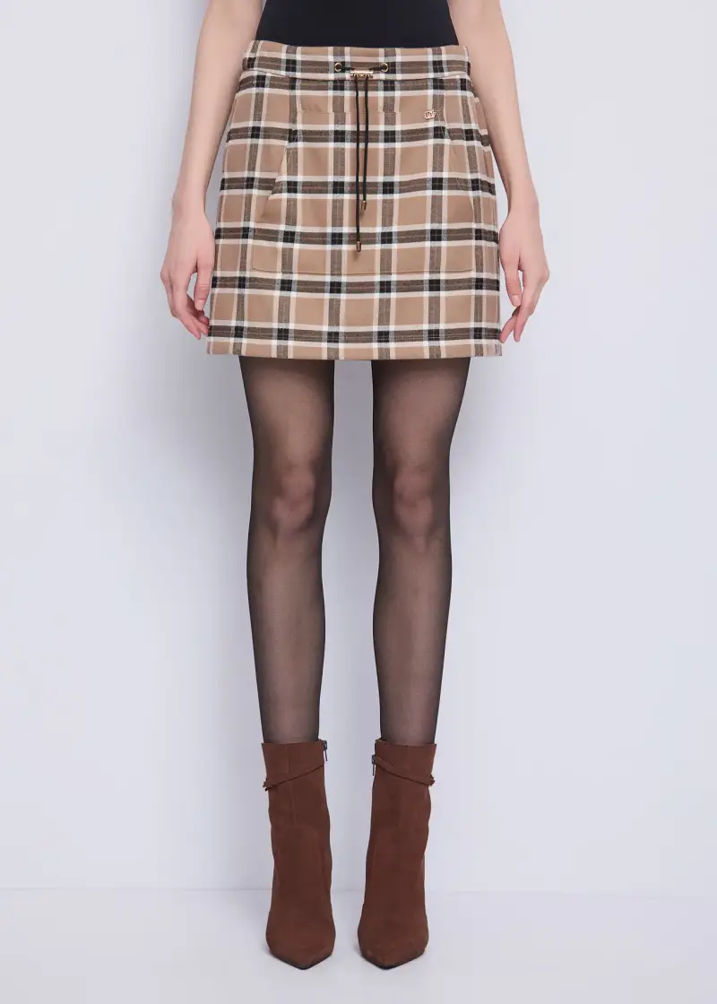 Jeans Minigonna check con tasche Multicolore