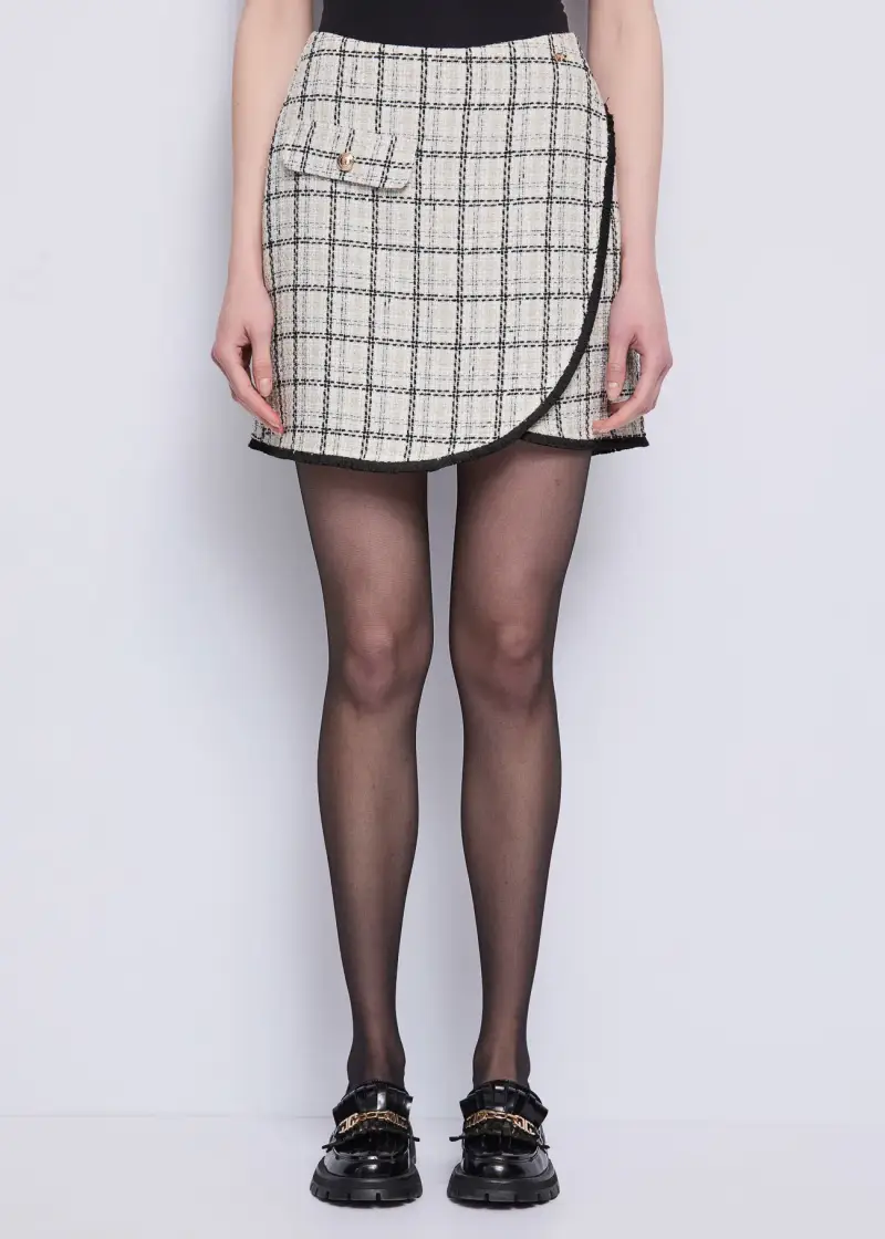 Jeans Minigonna check in misto lana Multicolore