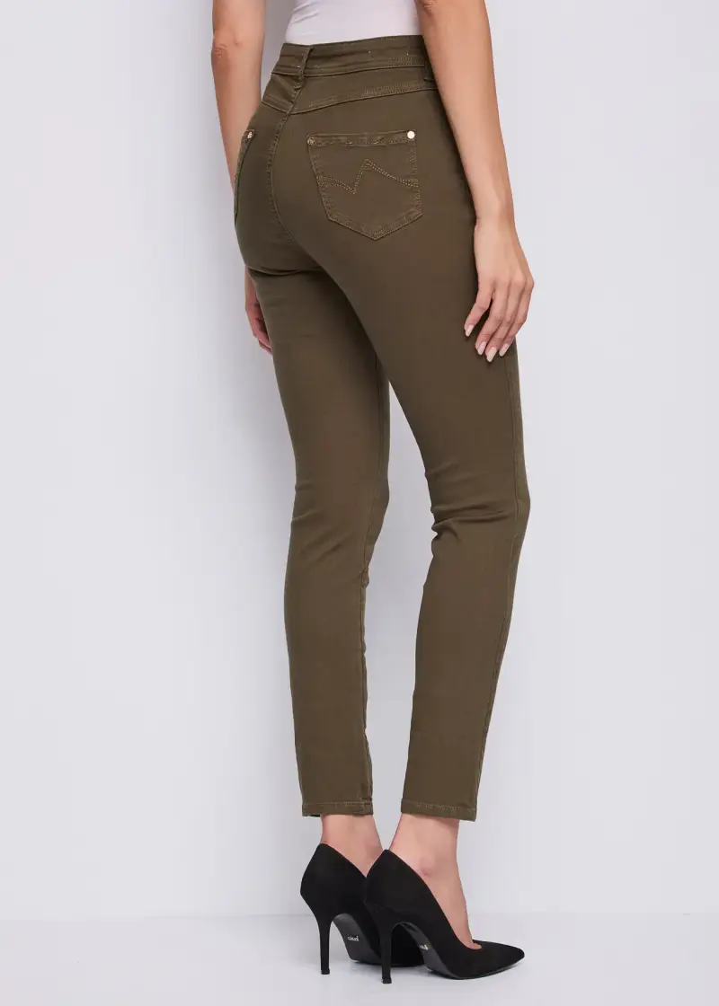 Jeans Pantaloni da donna a vita alta in twill Verde miniatura 2