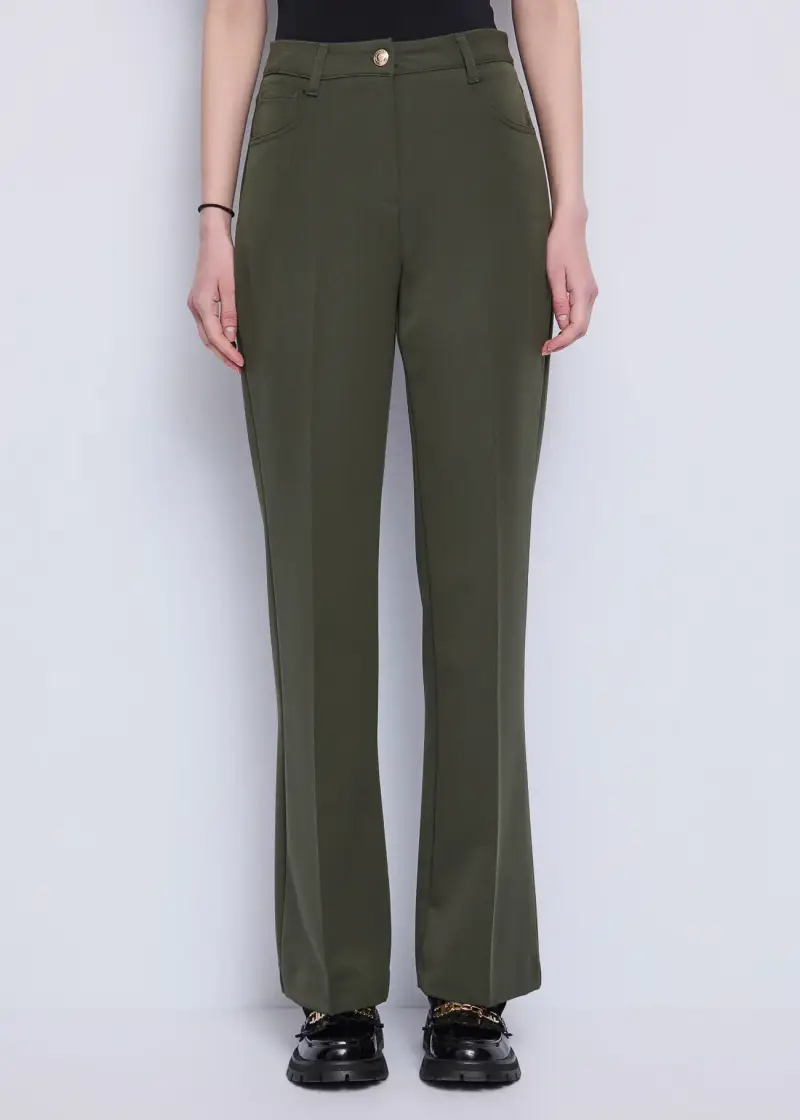 Jeans Pantaloni da donna cinque tasche con piega stirata Verde