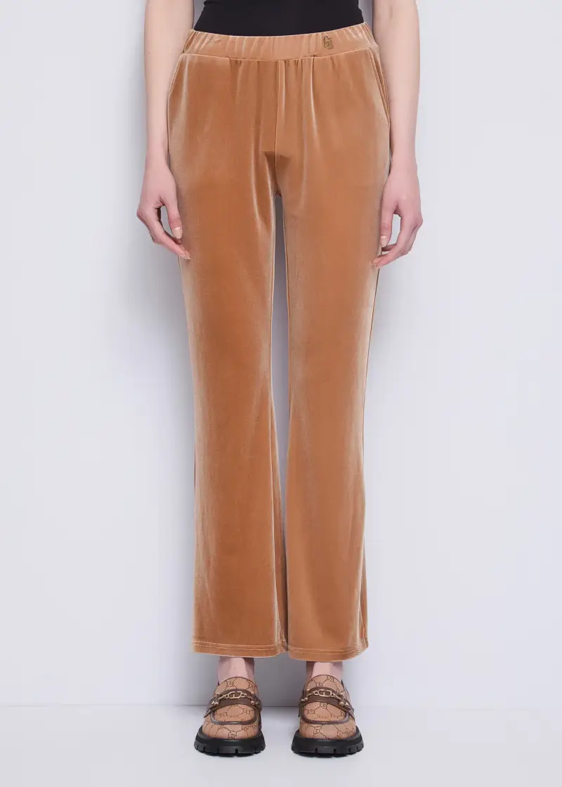 Jeans Pantaloni da donna con elastico in vita Marrone