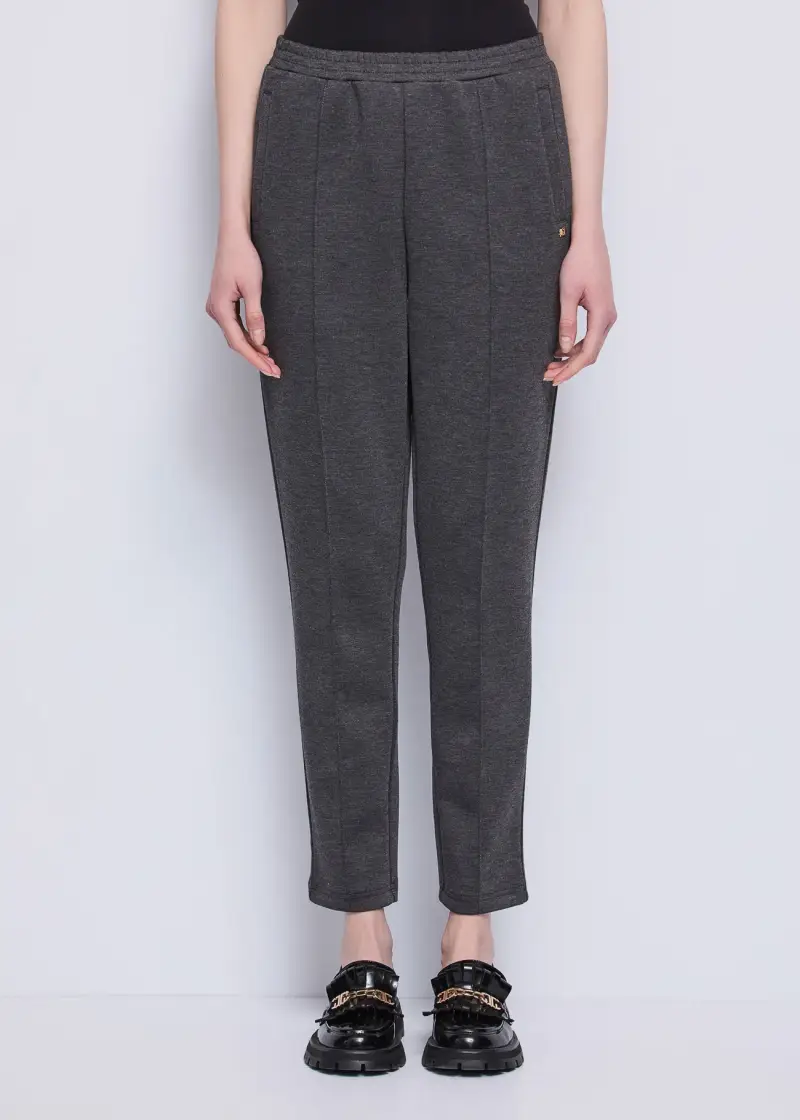 Jeans Pantaloni da donna con piega cucita Nero