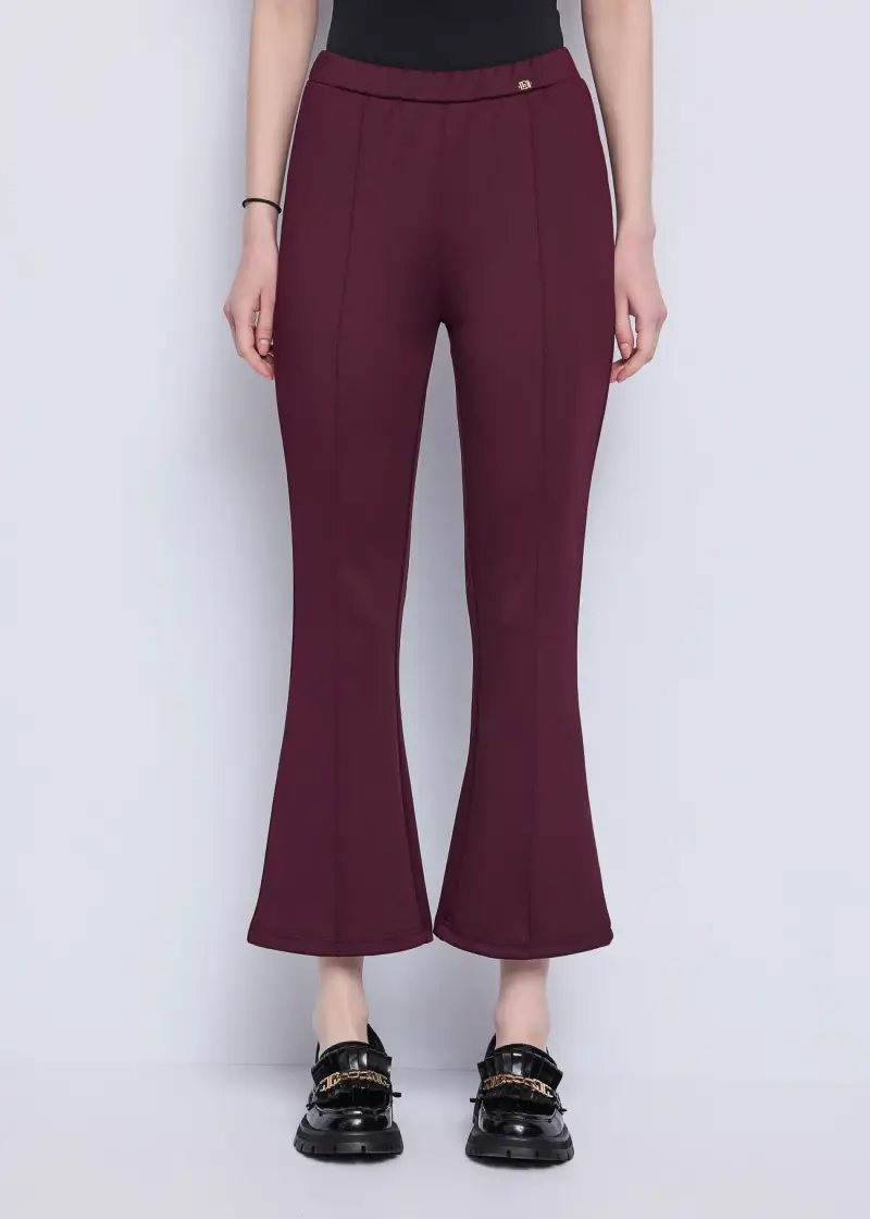 Jeans Pantaloni da donna cropped con piega cucita Rosso