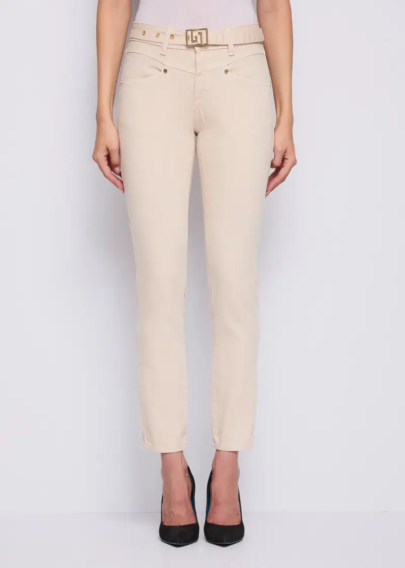 Jeans Pantaloni da donna in twill con cintura Naturale