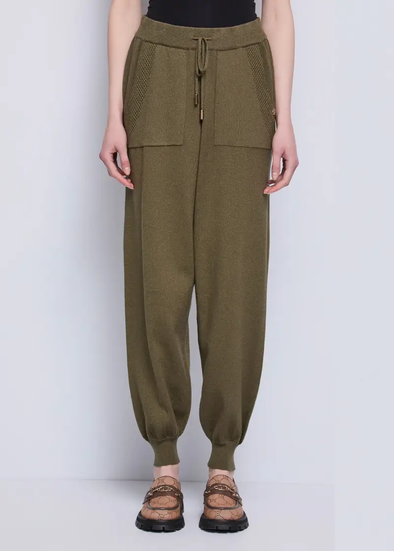 Jeans Pantaloni da donna lurex con coulisse Verde