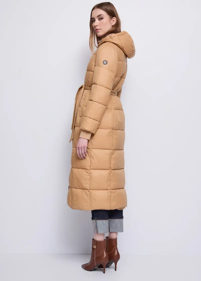 Jeans Piumino da donna con cappuccio e zip Marrone miniatura 2