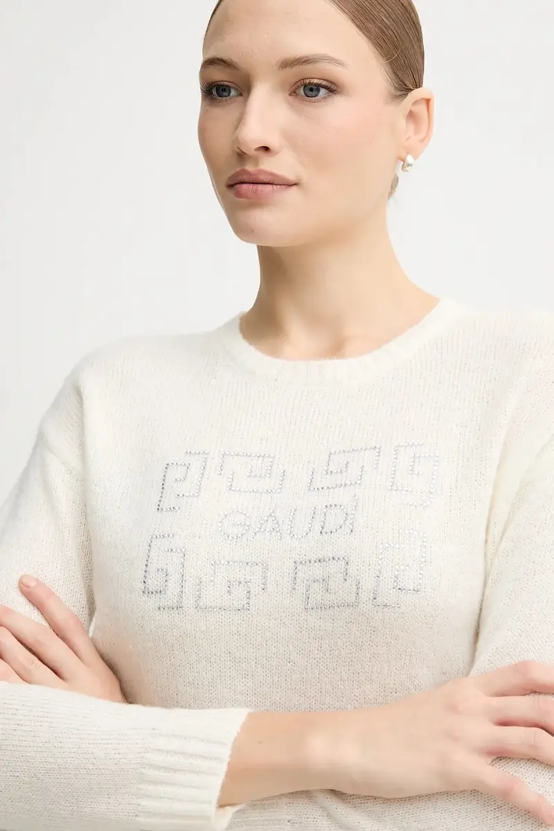 maglione con lana colore beige 521BD53009 miniatura 4