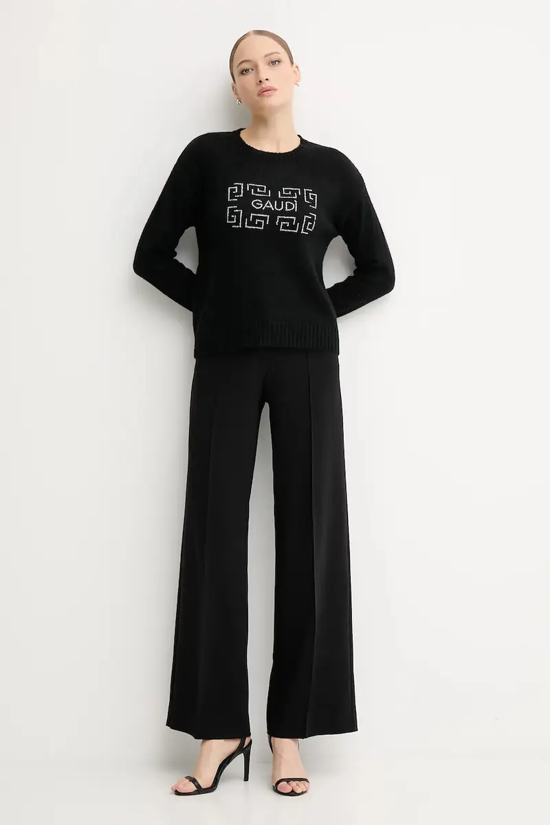 maglione con lana colore nero 521BD53009 miniatura 2