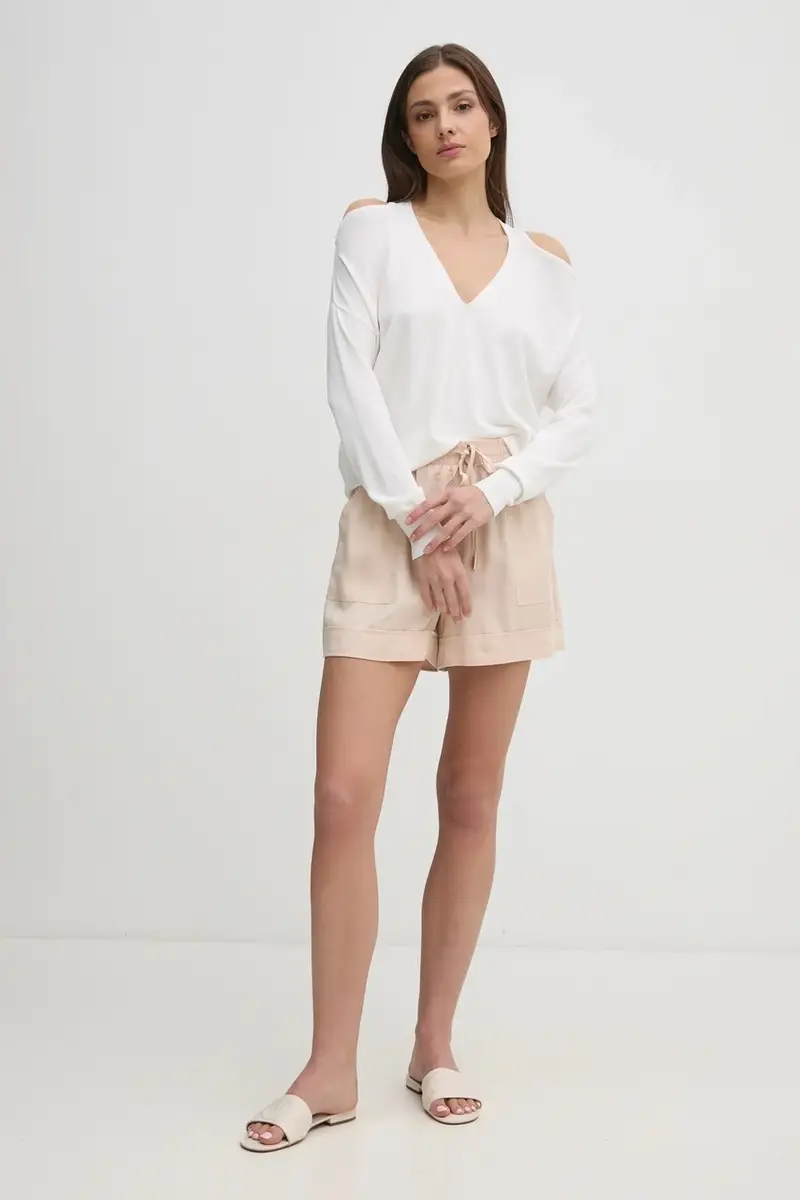 pantaloncini donna colore beige 511BD25009 miniatura 2