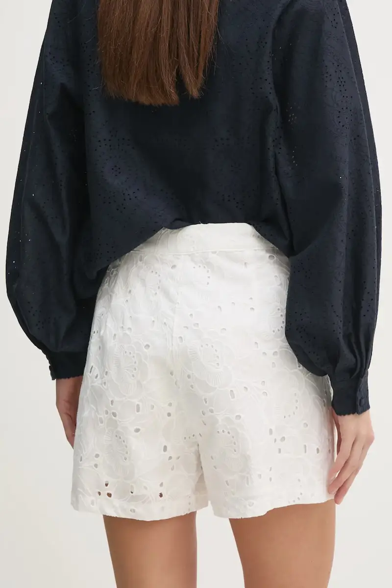 pantaloncini in cotone donna colore bianco 511BD25024 miniatura 3