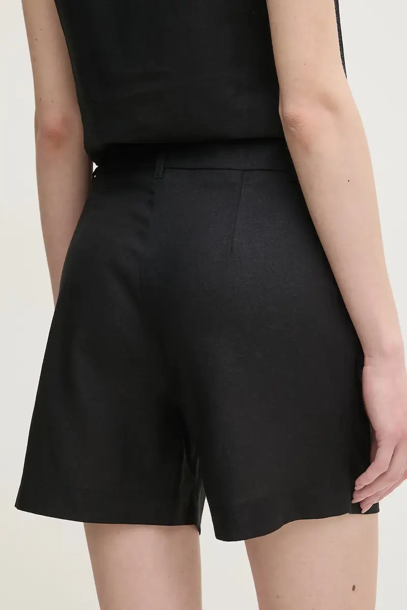 pantaloncini in lino donna colore nero 511BD25038 miniatura 3